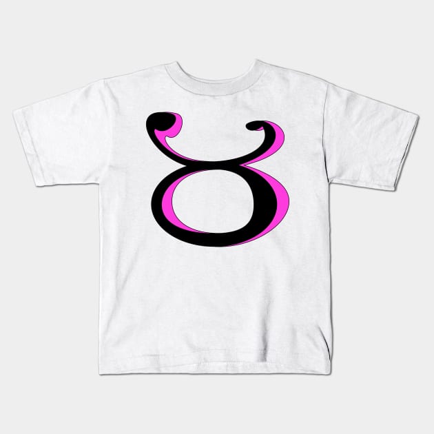 Taurus Zodiac Astrology Sign Pink and Black Symbol Kids T-Shirt by Elizza